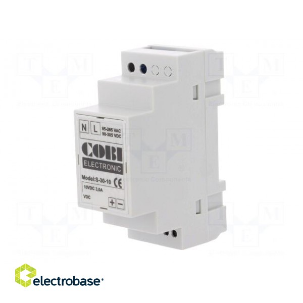 Power supply: switched-mode | 30W | 10VDC | 3A | 85÷265VAC | 90÷350VDC фото 2