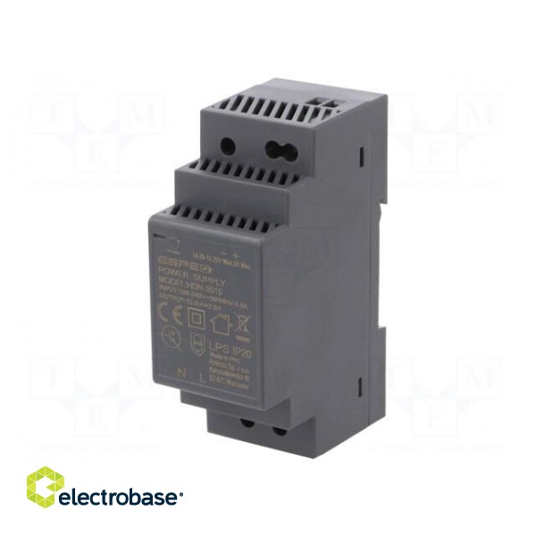 Power supply: switched-mode | for DIN rail | 30W | 15VDC | 2A | OUT: 1 image 1