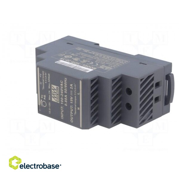 Power supply: switched-mode | 30W | 15VDC | 13.5÷18VDC | 2A | 85÷264VAC фото 2