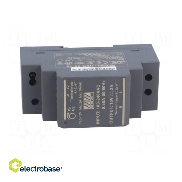 Power supply: switched-mode | 30W | 15VDC | 13.5÷18VDC | 2A | 85÷264VAC фото 9