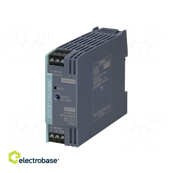 Power supply: switched-mode | for DIN rail | 30W | 24VDC | 1.3A | IP20 image 1