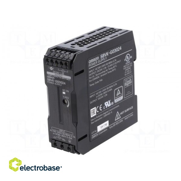 Power supply: switched-mode | 30W | 24VDC | 1.3A | 85÷264VAC | OUT: 1 image 1