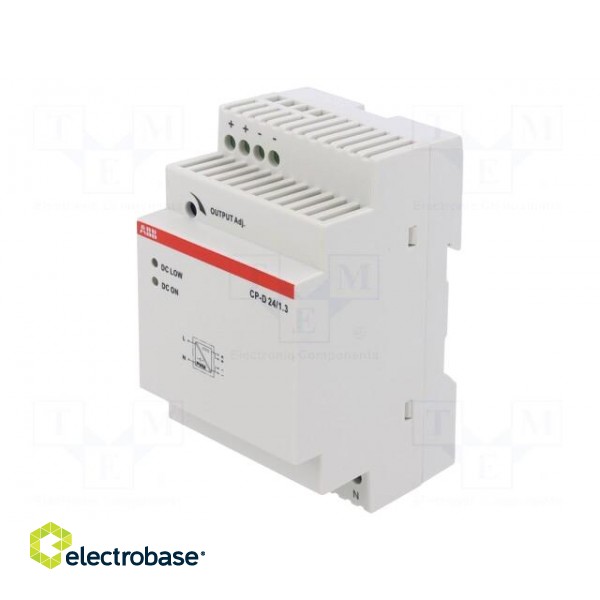 Power supply: switched-mode | for DIN rail | 30W | 24VDC | 24÷28V image 1