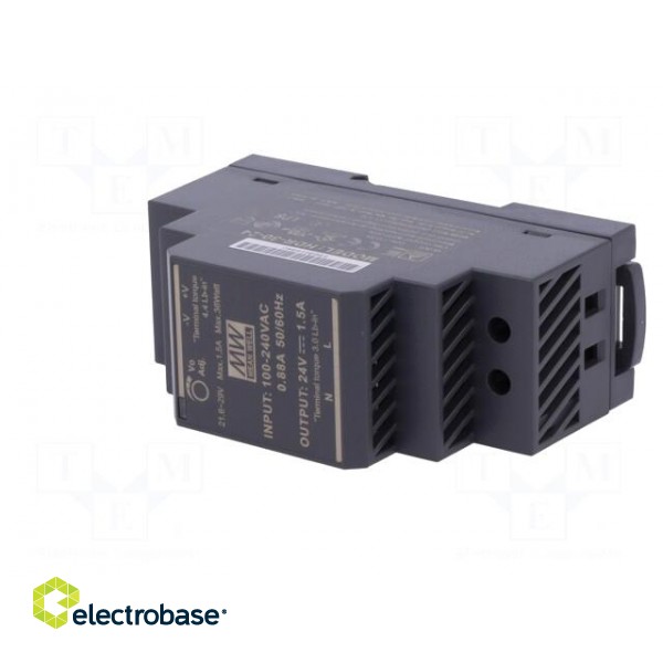Power supply: switched-mode | for DIN rail | 36W | 24VDC | 1.5A | OUT: 1 image 2