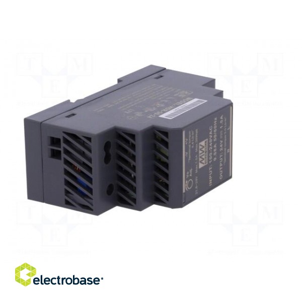 Power supply: switched-mode | for DIN rail | 36W | 24VDC | 1.5A | OUT: 1 paveikslėlis 8