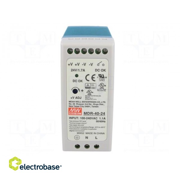 Power supply: switched-mode | 40W | 24VDC | 24÷30VDC | 1.7A | 85÷264VAC image 9