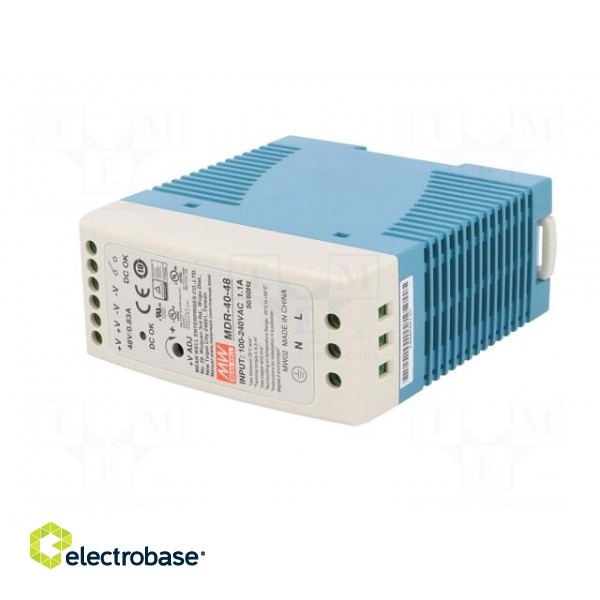 Power supply: switched-mode | 40W | 48VDC | 48÷56VDC | 0.83A | 300g paveikslėlis 2
