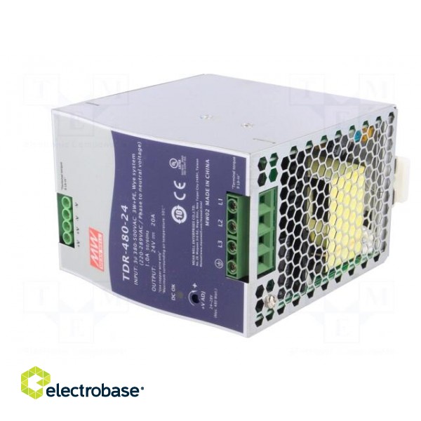 Power supply: switched-mode | 480W | 24VDC | 20A | 480÷780VDC | 1.51kg image 2