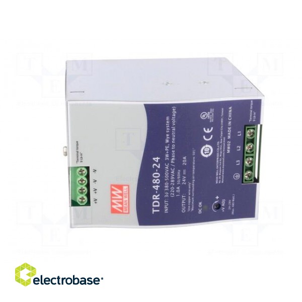 Power supply: switched-mode | 480W | 24VDC | 20A | 480÷780VDC | 1.51kg image 9