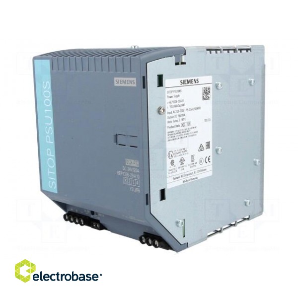 Power supply: switched-mode | 480W | 24VDC | 20A | 85÷132/170÷264VAC фото 1