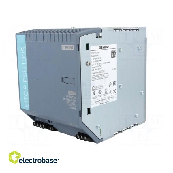 Power supply: switched-mode | 480W | 24VDC | 20A | 85÷132/170÷264VAC фото 2