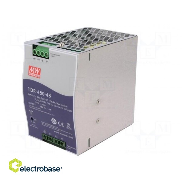 Power supply: switched-mode | for DIN rail | 480W | 48VDC | 10A | OUT: 1 paveikslėlis 2