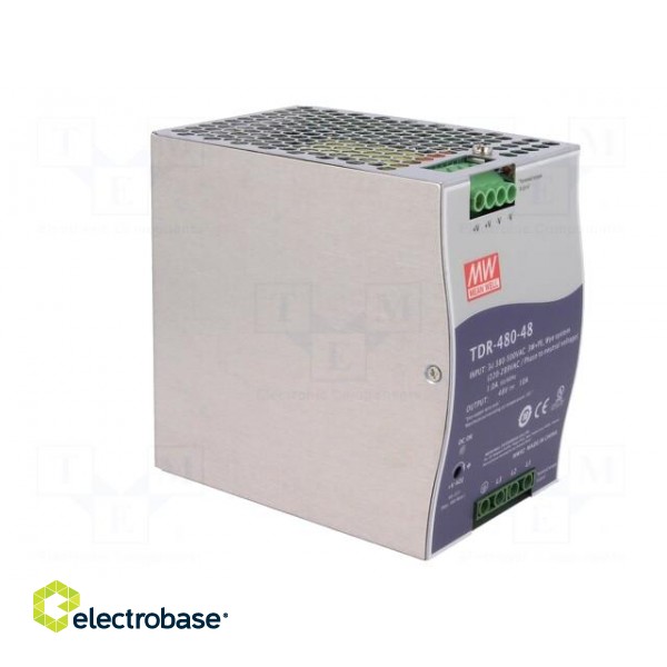 Power supply: switched-mode | for DIN rail | 480W | 48VDC | 10A | OUT: 1 paveikslėlis 8