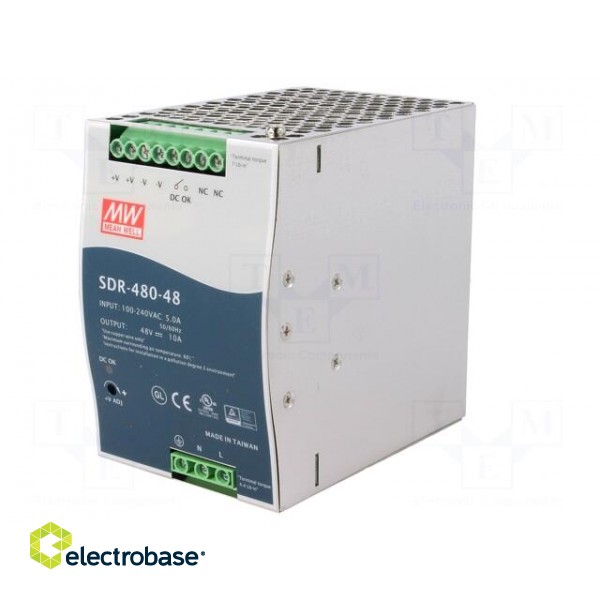 Power supply: switched-mode | 480W | 48VDC | 48÷55VDC | 10A | 90÷264VAC image 2