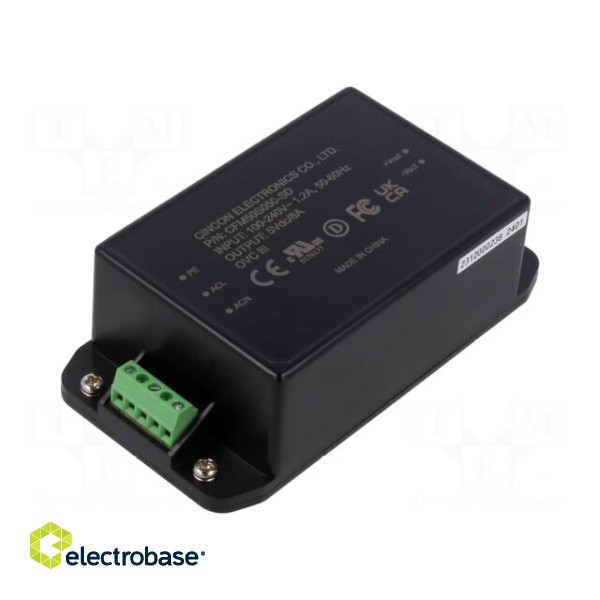 Power supply: switched-mode | 50W | 5VDC | 8A | 80÷264VAC | -30÷80°C image 1