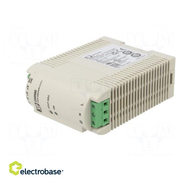 Power supply: switched-mode | for DIN rail | 60W | 12VDC | 5A | 86% image 2