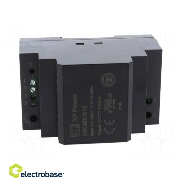 Power supply: switched-mode | for DIN rail | 60W | 15VDC | 4A | 89% image 9