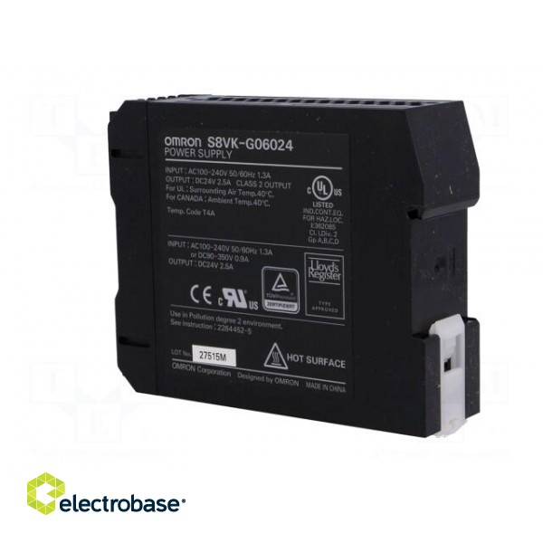 Power supply: switched-mode | for DIN rail | 60W | 24VDC | 2.5A | OUT: 1 image 4