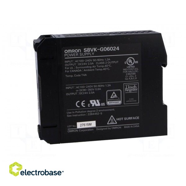 Power supply: switched-mode | for DIN rail | 60W | 24VDC | 2.5A | OUT: 1 image 3