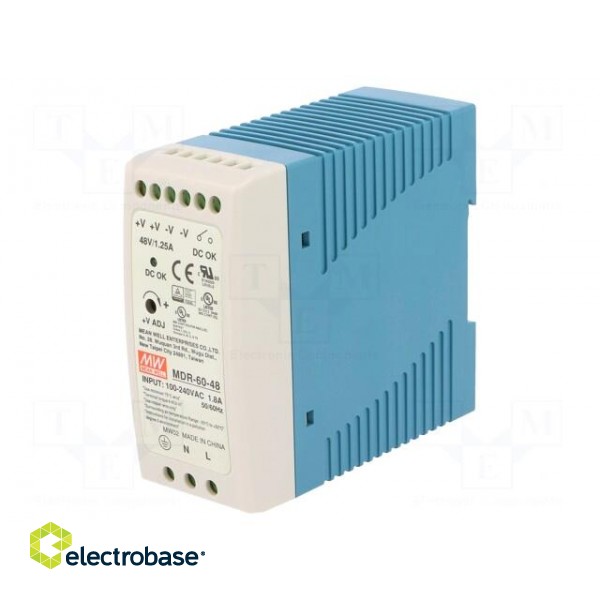Power supply: switched-mode | 60W | 48VDC | 48÷56VDC | 1.25A | 330g фото 1