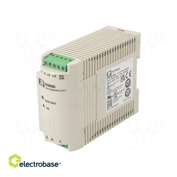 Power supply: switched-mode | for DIN rail | 60W | 5VDC | 10A | 79% image 1
