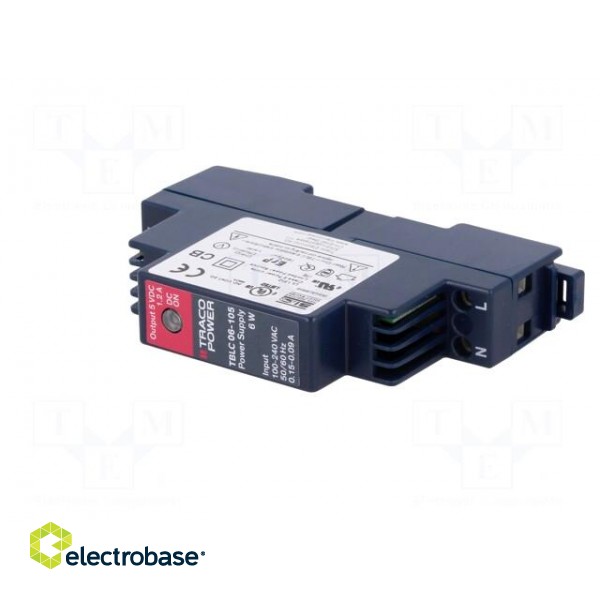Power supply: switched-mode | for DIN rail | 6W | 5VDC | 1.2A | OUT: 1 image 2