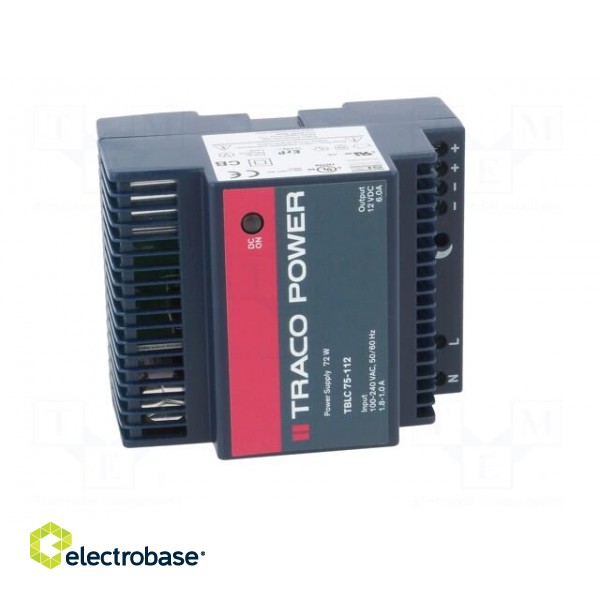 Power supply: switched-mode | 72W | 12VDC | 12÷16VDC | 6A | 85÷264VAC image 9