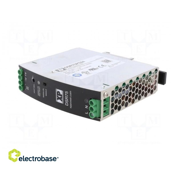 Power supply: switched-mode | for DIN rail | 75W | 24VDC | 3.2A | 91% фото 2
