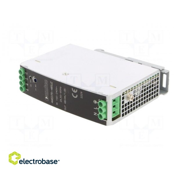 Power supply: switched-mode | for DIN rail | 75W | 48VDC | 1.6A | 90% image 2