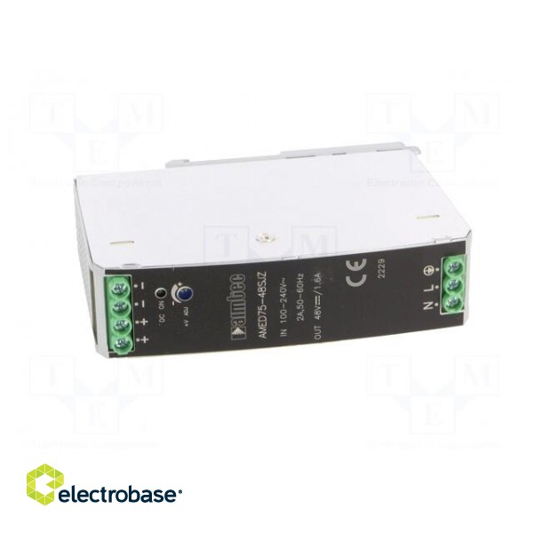 Power supply: switched-mode | for DIN rail | 75W | 48VDC | 1.6A | 90% фото 9