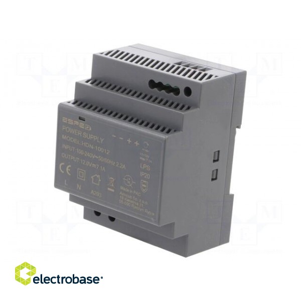 Power supply: switched-mode | for DIN rail | 90W | 12VDC | 7.1A | OUT: 1 image 1