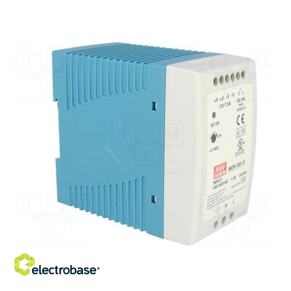 Power supply: switched-mode | for DIN rail | 90W | 12VDC | 7.5A | OUT: 1 image 8