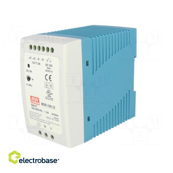 Power supply: switched-mode | for DIN rail | 90W | 12VDC | 7.5A | OUT: 1 image 2