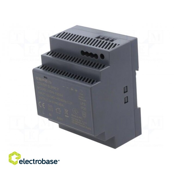 Power supply: switched-mode | for DIN rail | 90W | 24VDC | 3.83A | 89% paveikslėlis 1