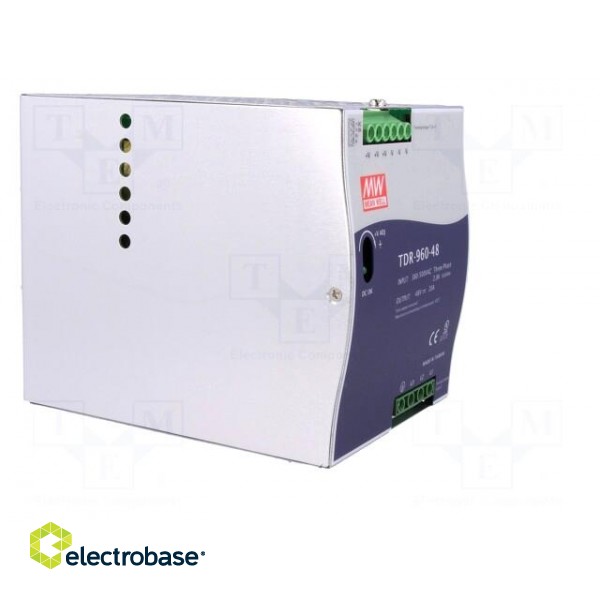 Power supply: switched-mode | for DIN rail | 960W | 48VDC | 20A | OUT: 1 фото 8