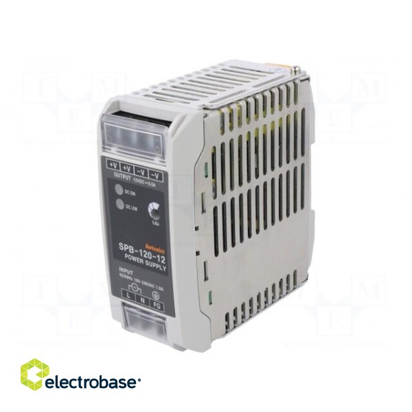 Power supply: switched-mode | for DIN rail | 120W | 12VDC | 10A | IP20 paveikslėlis 1