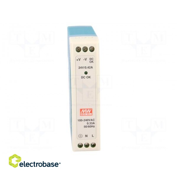 Power supply: switched-mode | for DIN rail | 10W | 24VDC | 0.42A | 84% image 9