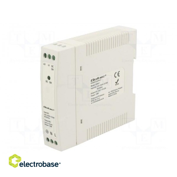 Power supply: switched-mode | for DIN rail | 10W | 24VDC | 0.42A | IP20