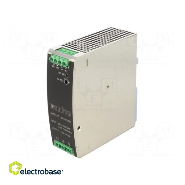 Power supply: switched-mode | for DIN rail | 120W | 24VDC | 5A | 91% image 1