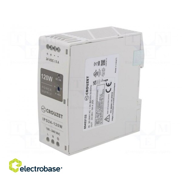 Power supply: switched-mode | for DIN rail | 120W | 24VDC | 5A | 89% image 1