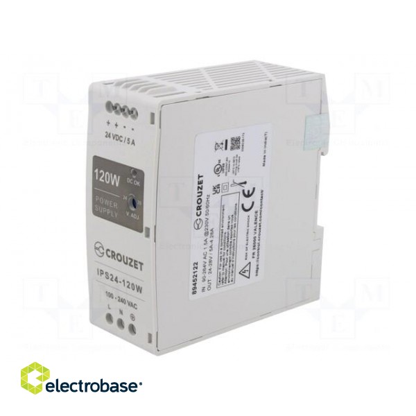 Power supply: switched-mode | for DIN rail | 120W | 24VDC | 5A | 89% фото 1