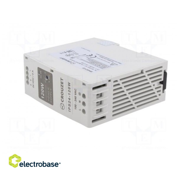 Power supply: switched-mode | for DIN rail | 120W | 24VDC | 5A | 89% paveikslėlis 2