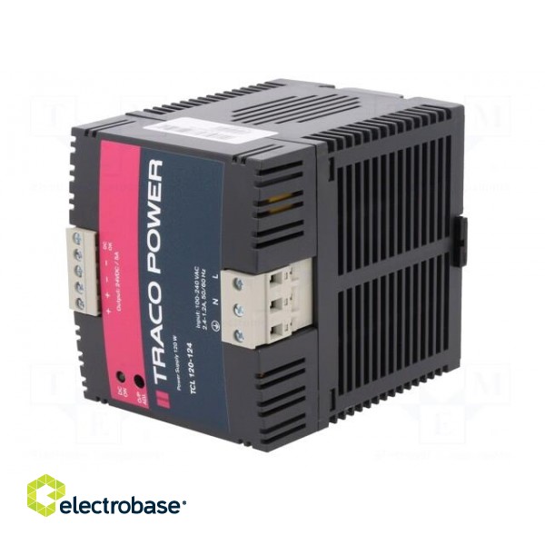 Power supply: switched-mode | for DIN rail | 120W | 24VDC | 5A | IP20 paveikslėlis 2