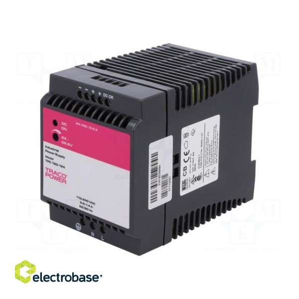 Power supply: switched-mode | 120W | 24VDC | 24÷28.8VDC | 5A | 440g фото 1