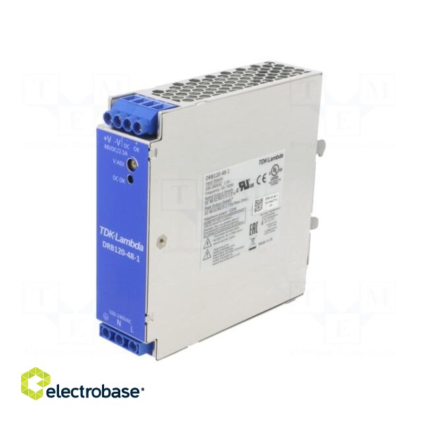 Power supply: switched-mode | for DIN rail | 120W | 48VDC | 2.5A | DRB image 1