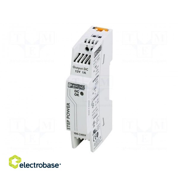 Power supply: switched-mode | for DIN rail | 12W | 12VDC | 1A | IP20 image 2