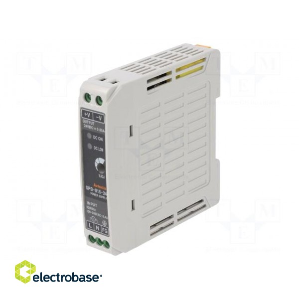 Power supply: switched-mode | for DIN rail | 15.6W | 24VDC | 650mA фото 1