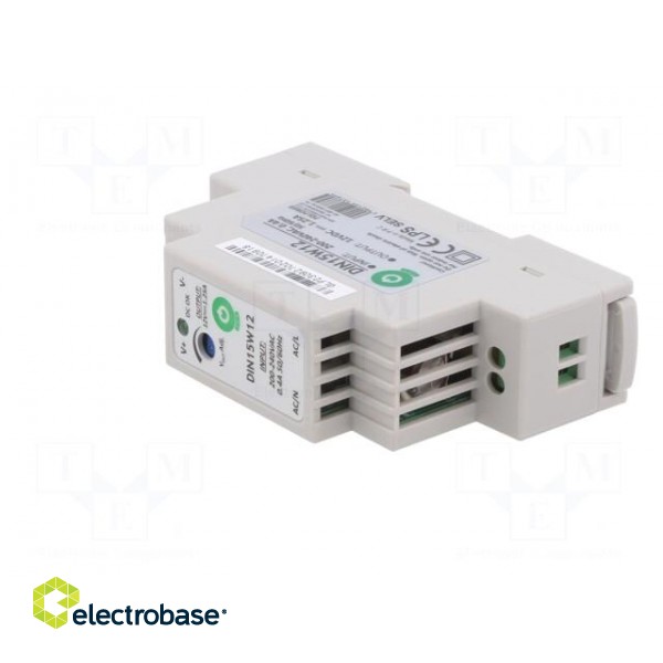 Power supply: switched-mode | for DIN rail | 15W | 12VDC | 0÷1.25A paveikslėlis 2
