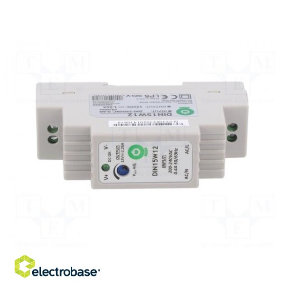 Power supply: switched-mode | for DIN rail | 15W | 12VDC | 0÷1.25A фото 9