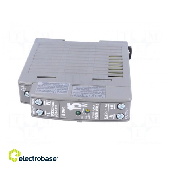 Power supply: switched-mode | for DIN rail | 15W | 12VDC | 1.3A | OUT: 1 фото 9